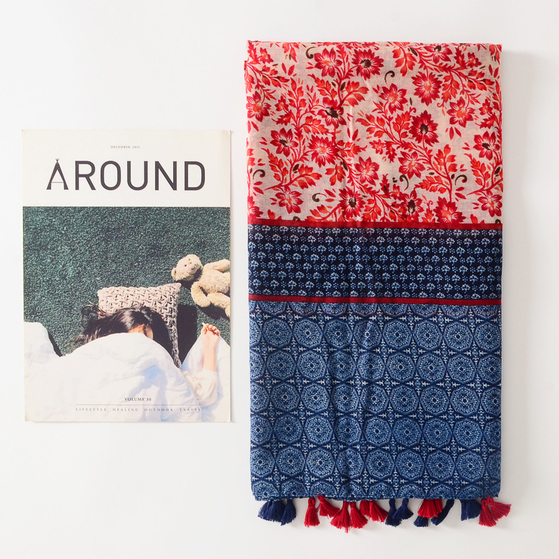 2023 nuevo estilo étnico bufanda viajes protector solar Toalla de playa al aire libre de doble uso aire acondicionado chal de algodón y lino sensación bufanda