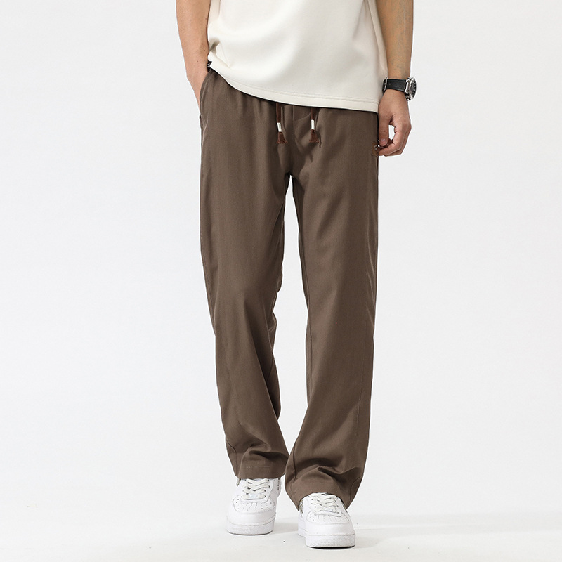 summer thin slacks men's simple badge straight leg slacks men's american fat plus size men's pants_voghion.com