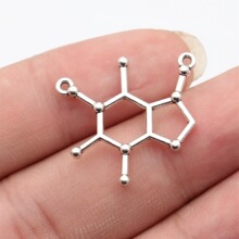 26x23mm 1.3g 古银色 ZAKKA复古DIY材料 咖啡因分子式连接件