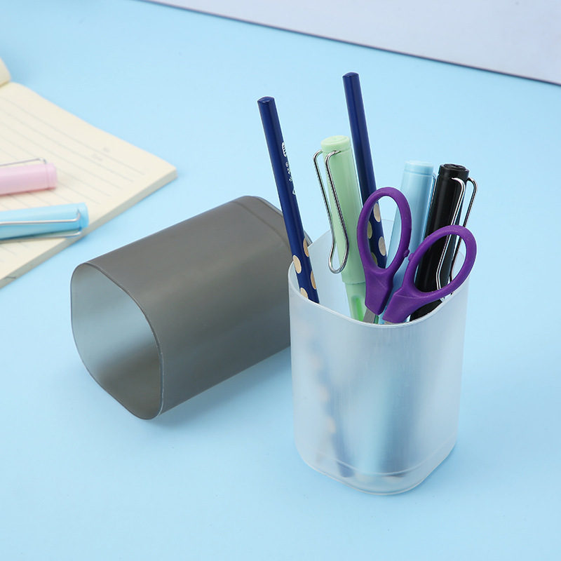 데스크탑 문구 보관 사무실 펜 홀더 간단한 젖빛 반투명 질감 간단한 비스듬한 다기능 저장