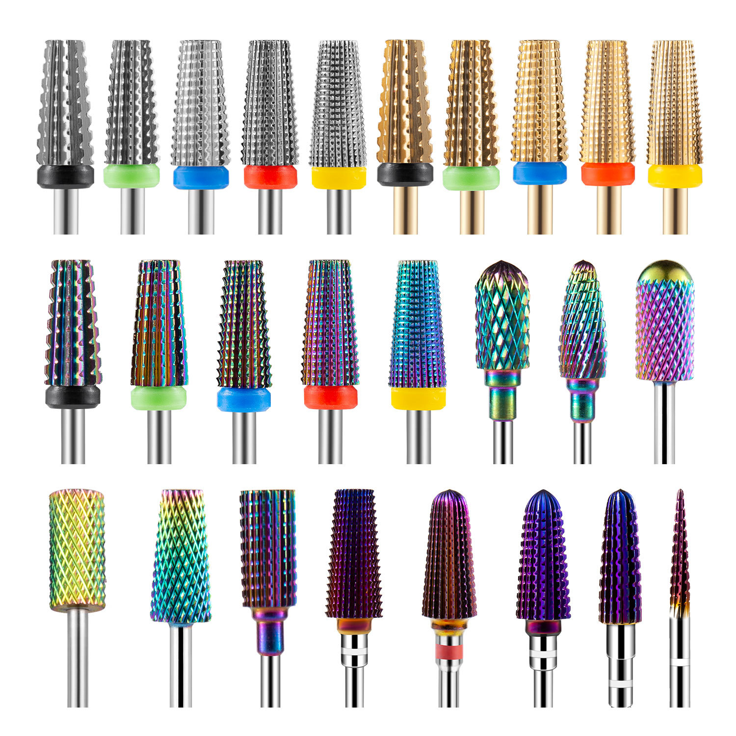 Nueva cabeza de molienda de acero de tungsteno de uñas cinco en uno peeling máquina de molienda de eliminación de uñas pre-tratamiento molienda traje de cabeza