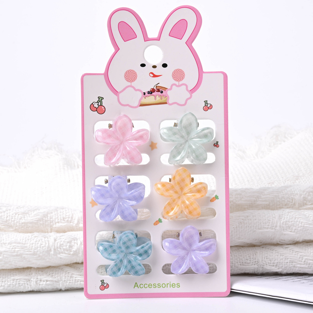 Pinza de agarre de flor de frangipani de color pequeño pinza de pelo para niños de dibujos animados impresa linda pinza de pelo rota pinza de flequillo joyería de pelo de princesa image 2