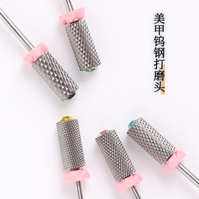 Polizador de uñas general caja de cabeza de molienda para cargar y descargar uñas para eliminar la piel muerta, pulido y limpieza de polvo, pequeño conjunto de bolsillo de acero de tungsteno de color fantasma