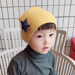 Single layer trendy spring and autumn thin children's hat star pure cotton knitted baby pullover hat cotton baby hat