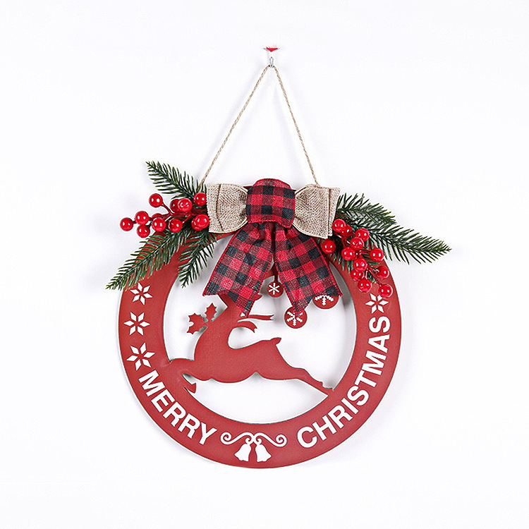 Nueva Navidad hueco decoración de madera colgante redondo artesanías de madera alce campana decoraciones del árbol de Navidad