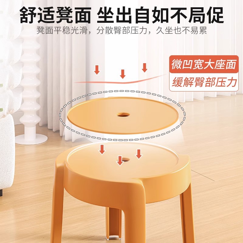 Taburete pequeño de plástico apilable, taburete antideslizante engrosado para el hogar, taburete de molino de viento, mesa de centro de la sala de estar, taburete redondo de baño corto
