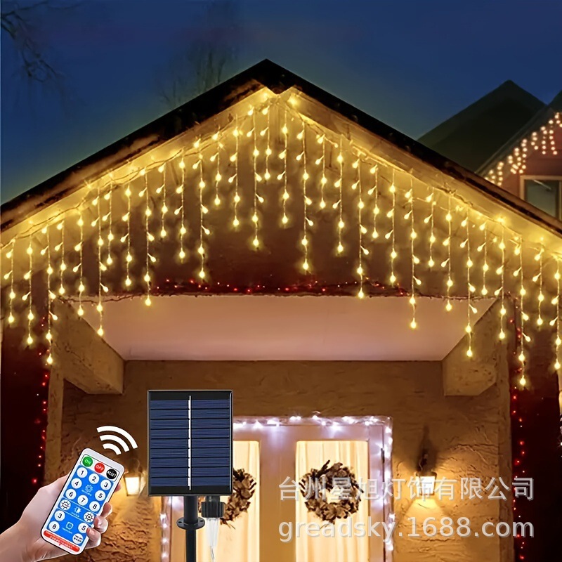 Cross-Border Led Ice Strip Waterfall Starry Sky Lights String Lights Outdoor Waterproof Sunproof Running Water Lights Decorative Lights Cross-Border Led Ice Strip Waterfall Starry Sky Lights String Lights Outdoor Waterproof Sunproof Running Water Lights Decorative Lights