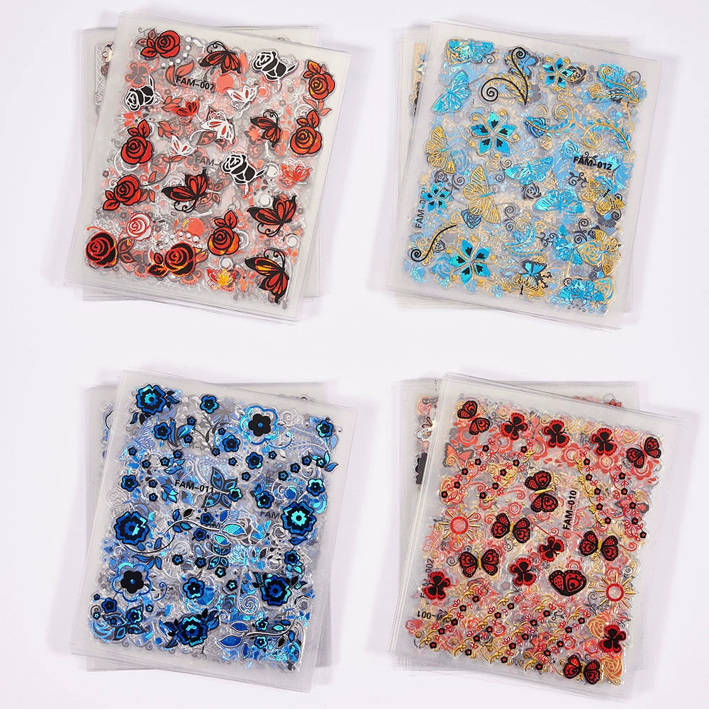 Летняя новая синяя бронзовая наклейка в виде бабочки 30 шт. Внешняя торговля горячие девушки украшения для ногтей DIY наклейка в виде бабочки