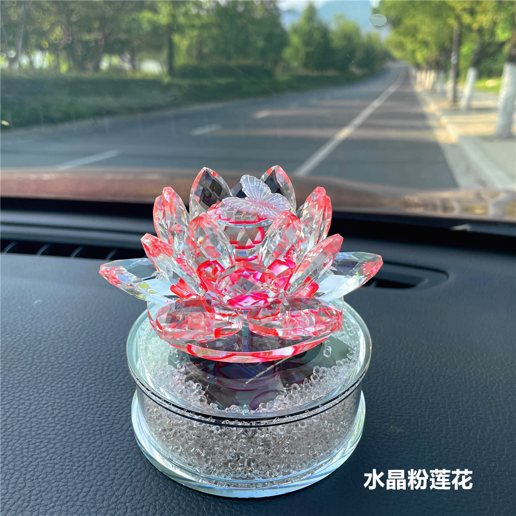 Direct sales from the manufacturer: cross-border crystal lotus craft items, home decorations, car perfume holders, jewelry, and creative ornaments