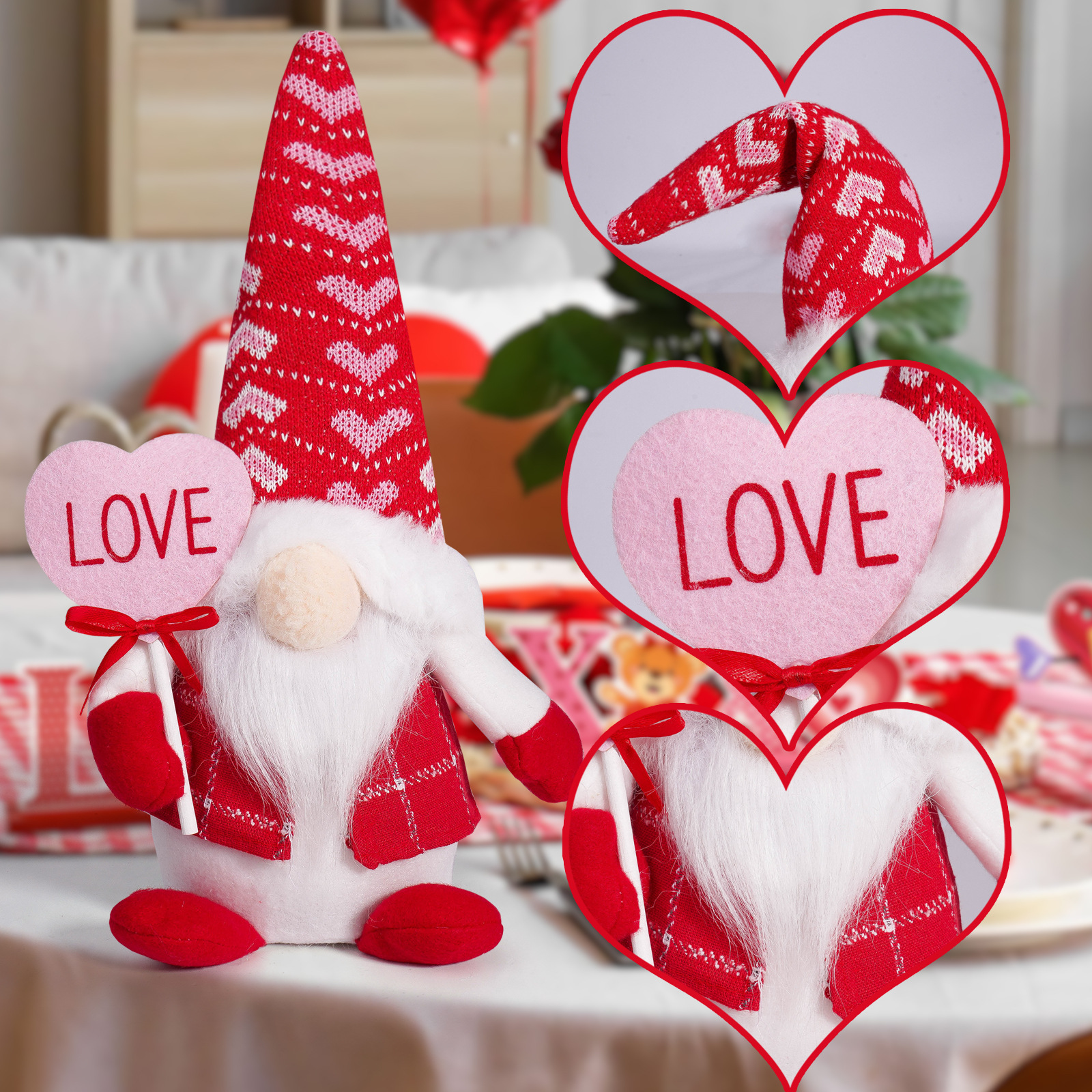 Nuevos productos transfronterizos de muñecas sin cara de San Valentín, amor sin cara de ancianos, decoraciones festivas, adornos