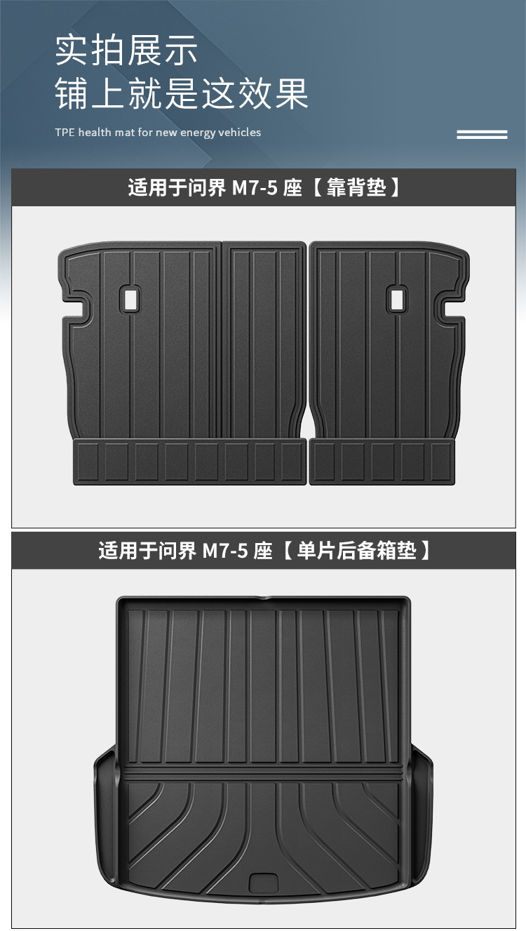 Suitable for Wenjie M7 Trunk Mat, Rear Trunk Seat Back Cushion, Tpe Buckle Split Protective Pad, Interior