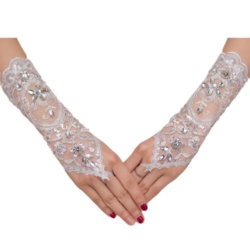 G9505M7I supplies bridal gloves wholesale bridal dress gloves lace straps hook fingers missing fingers diamond jewelry