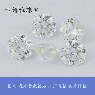 Factory wholesale high quality synthetic gemstone round imitation diamond color eight hearts eight arrows zircon beige bare stone