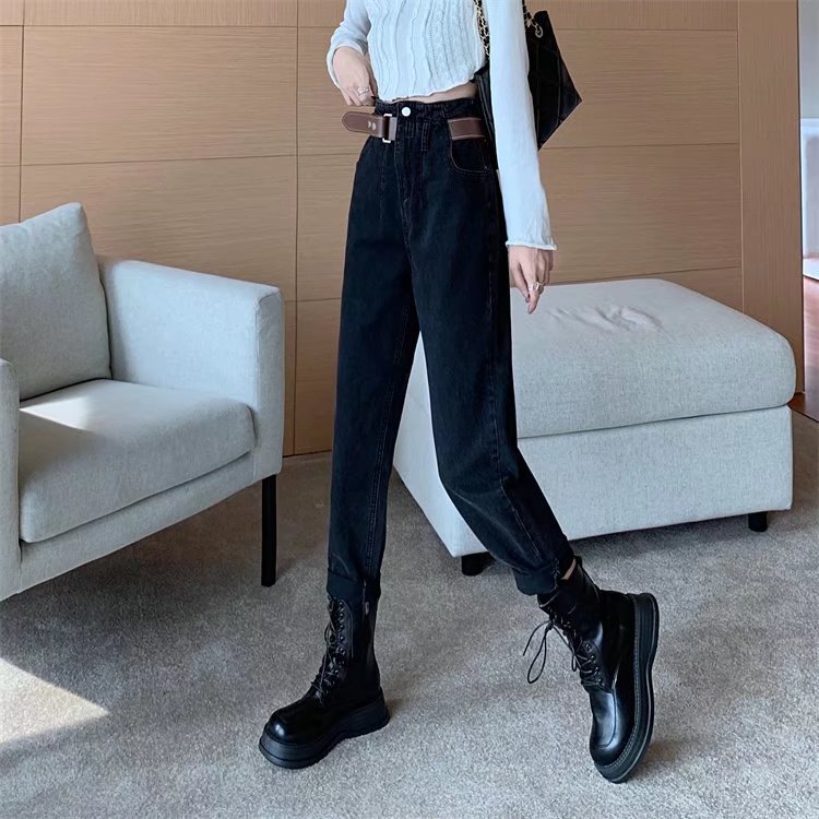 Jean de style américain de printemps, nouvelle jambe droite, taille haute, coupe ample, petite taille, apparence mince et potelée, petite sœur_voghion.com