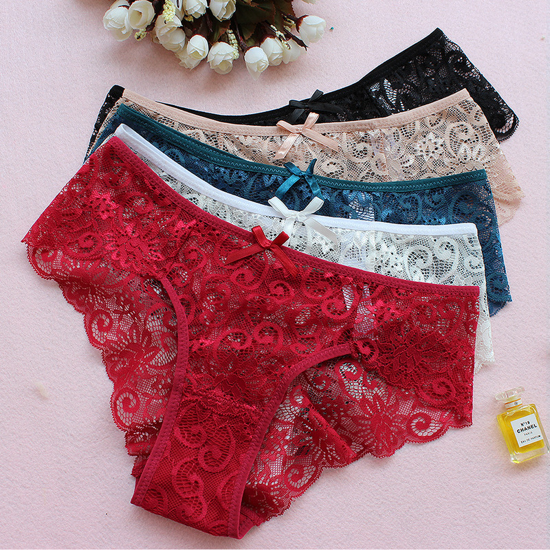 sfyP016 in stock Women Low-Level Sexy Perspective Lace Underwear Hollow Solid Plus Size Temptation Sexy Inner Panties
