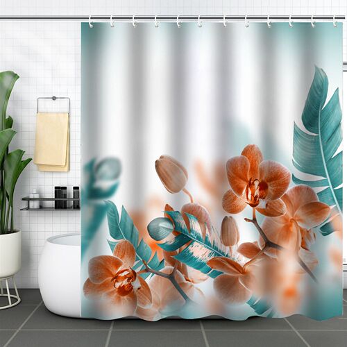 Bathroom Curtain Amazon Hua Ben Plant Waterproof Shower Curtain 3D Digital Printing Polyester Shower Curtain Bathroom Partition