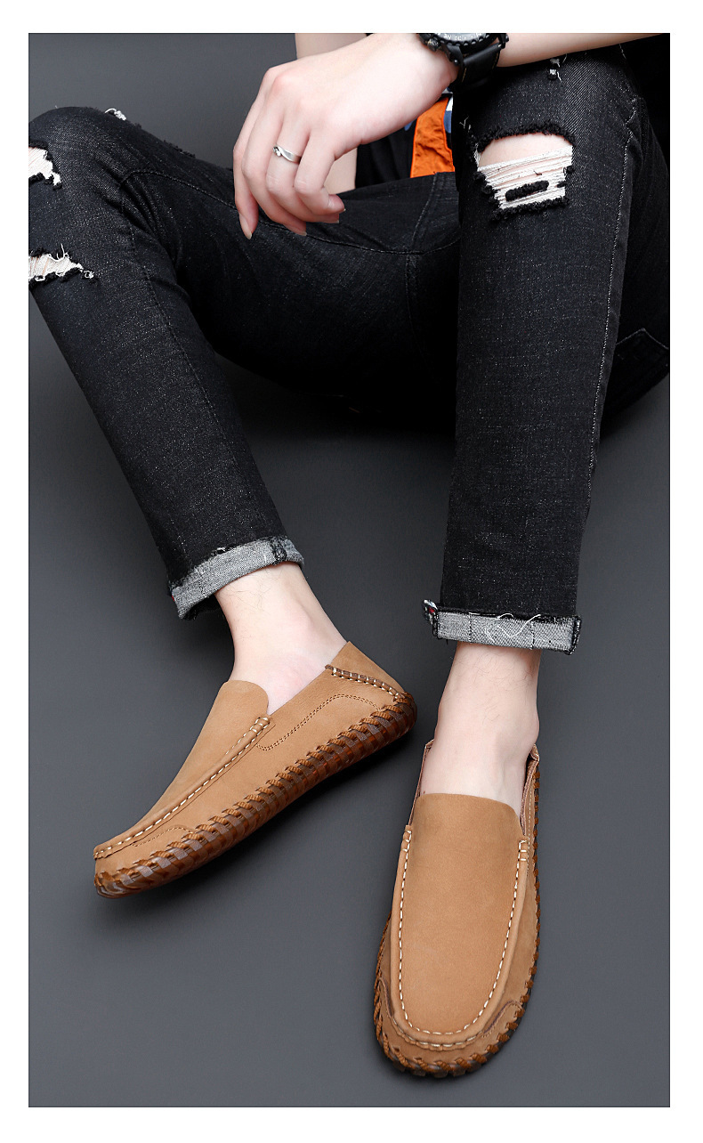 Large size handmade loafers with small outdoor driving shoes_voghion.com