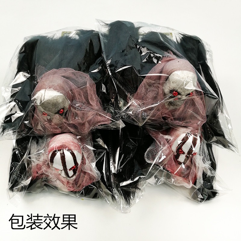 Decoración de Halloween sitio de araña atmósfera diseño props simulación de pelusa cabeza fantasma araña juguetes araña negra
