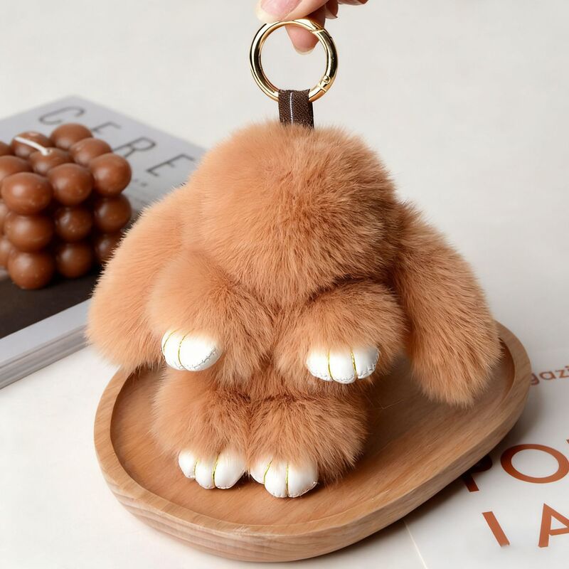 小さなウサギの毛皮ミニチュア装飾品、ウサギの毛皮バッグチャーム、ふわふわで可愛いランドセル、車のキーホルダー飾り|undefined