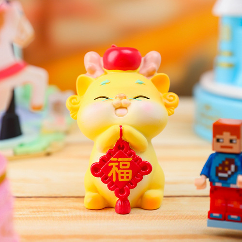 The zodiac mascot figure has a dragon that brings good luck and creative blind box peripheral dolls and resin ornaments wholesale