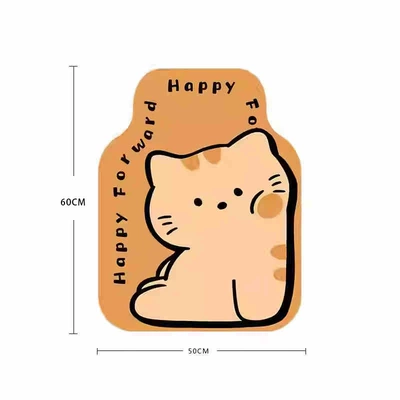 New car floor mats, cartoon-themed, durable and easy to clean, suitable for home use, semi-enclosed design for the driver's side (Universal Foot Pad) - upgraded-and-thickened-cartoon-kitten-themed-loop-pile-floor-mat-front-mat