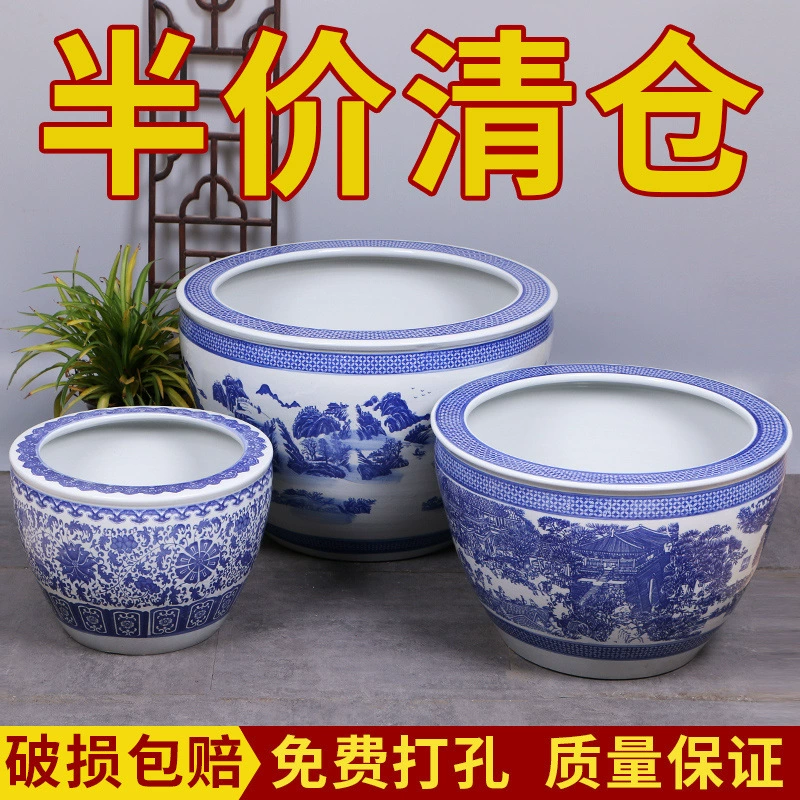 Цзиндэчжэнь керамический аквариум с золотыми рыбками балконный офис гостиная с проточной водой, украшение воды, фильтрация воды, внутренний дворик