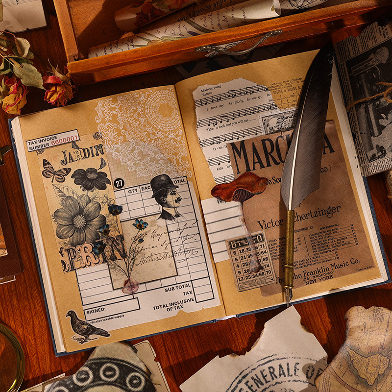 Recuerdos Serie Completa 8 material retro papel DIY mano cuenta decoración base paisaje material libro retro papel artístico