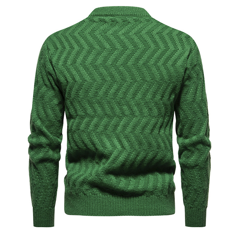 Pulover tricotat nou pentru bărbați, toamnă și iarnă, pulover la modă și călduros, pulover slim fit, pulover de bază_voghion.com