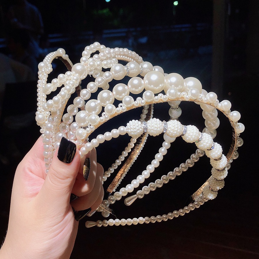 Diadema lavado de cara Mori elegante perla Rhinestone diadema delgada elegante simple todo-Partido pelo presionando horquilla nuevo todo partido