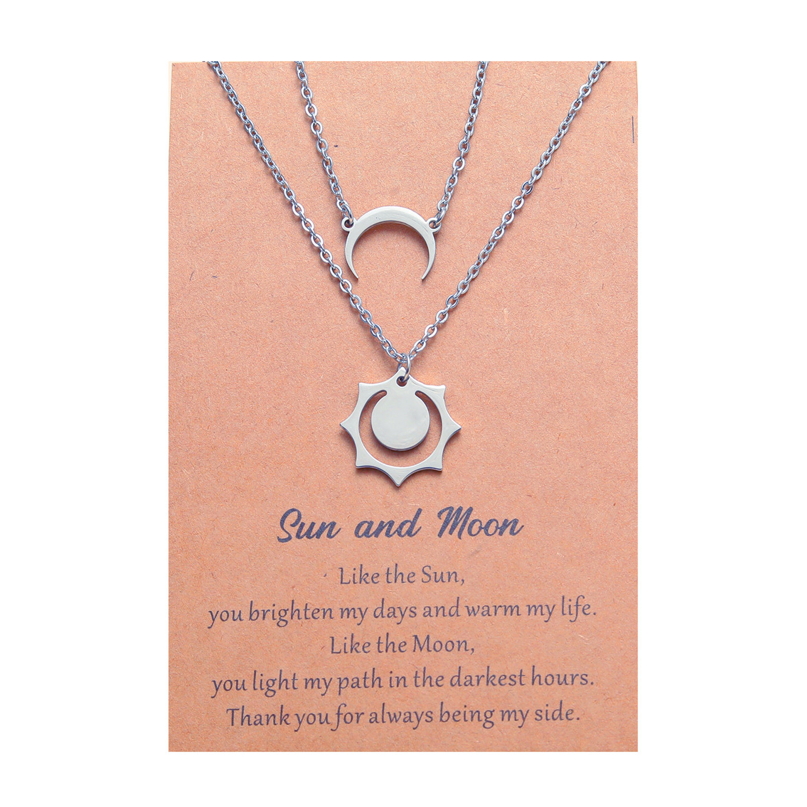 1 Set Fashion Sun Moon Stainless Steel Titanium Steel Polishing Plating Pendant Necklace_colorza_5