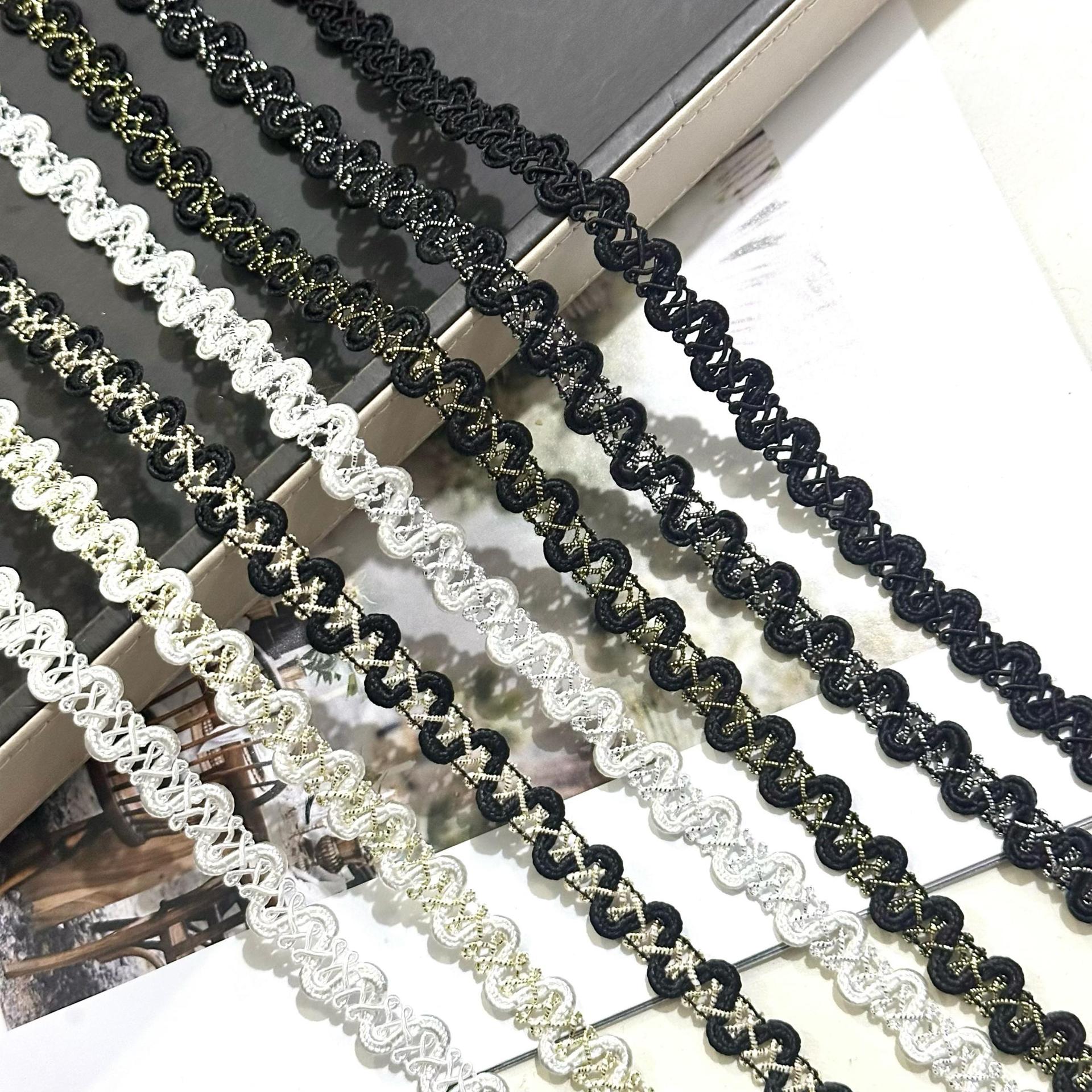 Gold and Silver Wire Wavy Small Fragrant Ribbon Clothing Accessories S-Shaped Gold and Silver Thread Decorative Lace