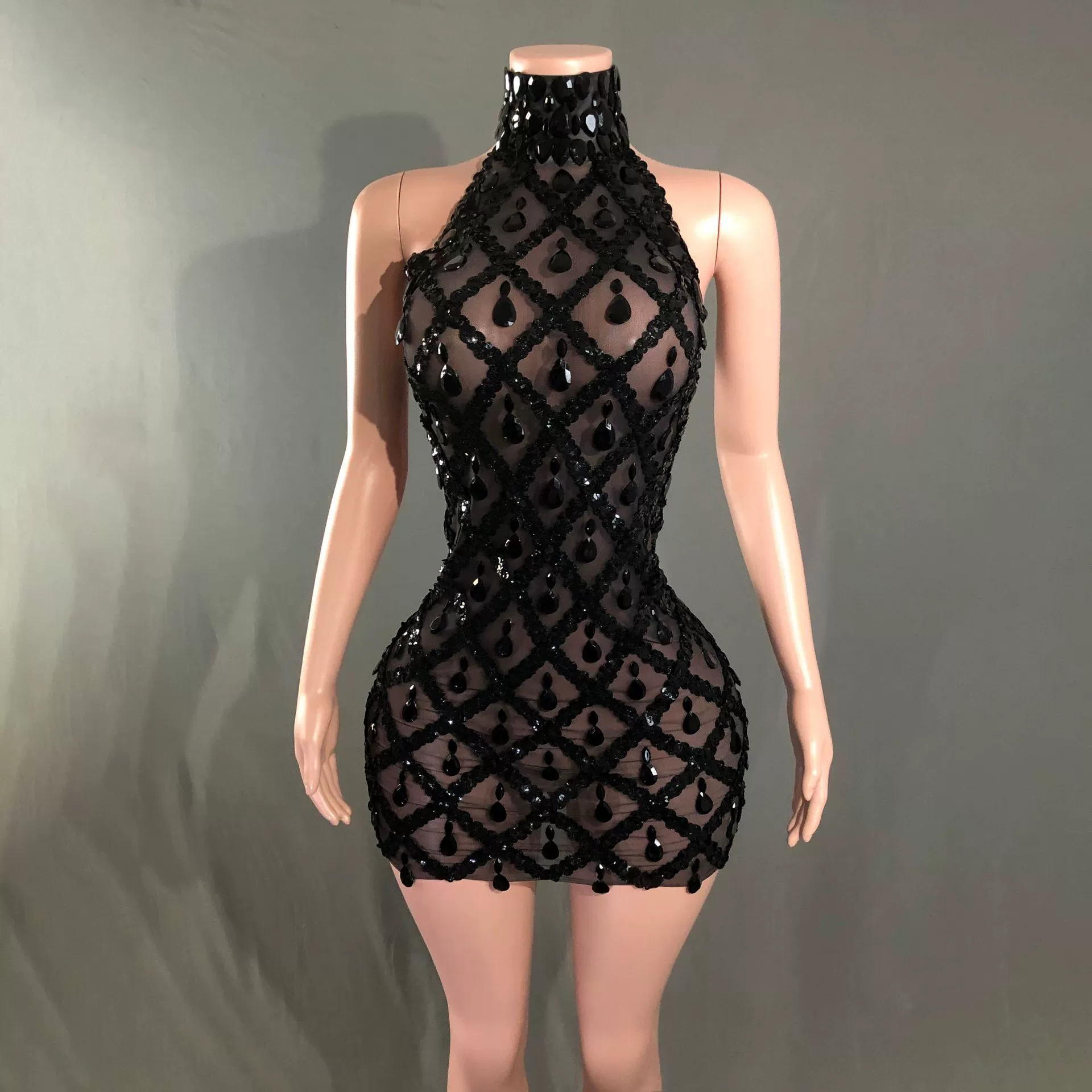 Европейская и американская сексуальная веселая пустая юбка бедра с открытой спиной рыболовная сеть женская прозрачная сетка