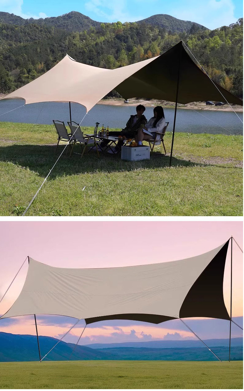 Vinyl Canopy Oxford Cloth Butterfly-Shaped Straight-Edge Sunshade Camping Sunshade Sun Protection Awning Rainproof Tent Full Blackout