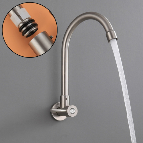 Kitchen wall-mounted faucet single cold 304 stainless steel dishwashing basin laundry pool balcony washbasin sink