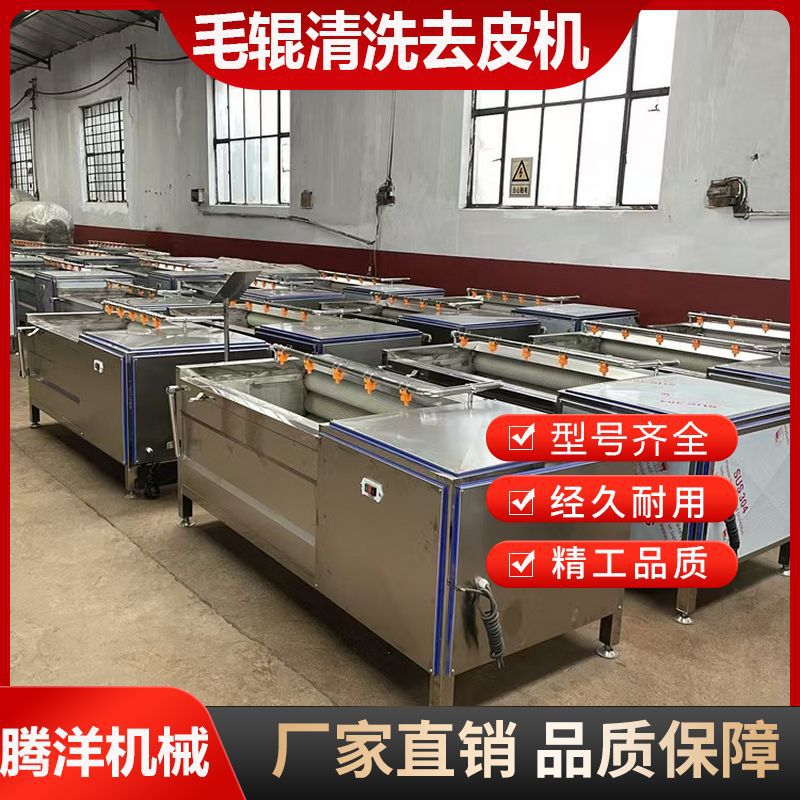 Equipo de limpieza de sedimentos para la limpieza de jengibre de patata, máquina de limpieza de rodillos de pelo de rizoma, máquina de limpieza automática de raíz de loto