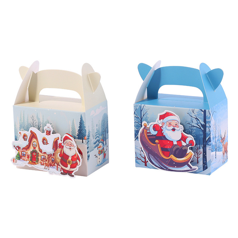 クリスマスキャンディー箱立体箱リンゴ箱Merry Christmas創意立体箱手提げ紙箱現物|undefined