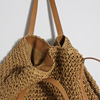 Summer capacious bag, woven straw basket one shoulder for leisure, 2023