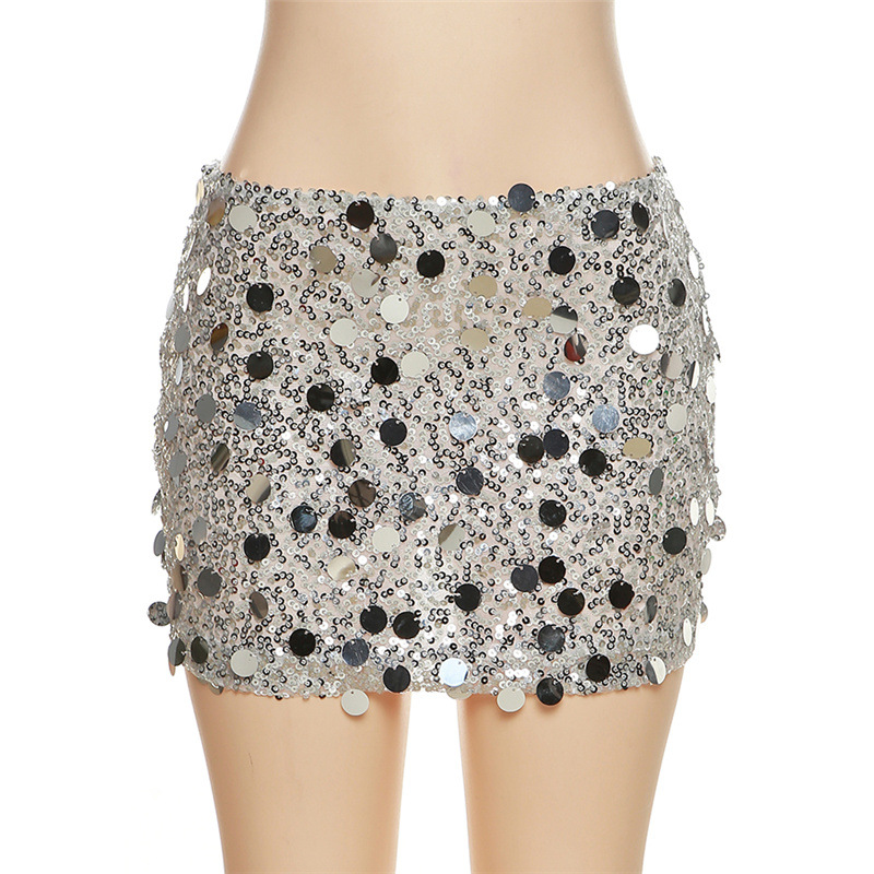 Sequined Light Reflecting Sheath Mini Skirt - Skirts - Uniqistic.com