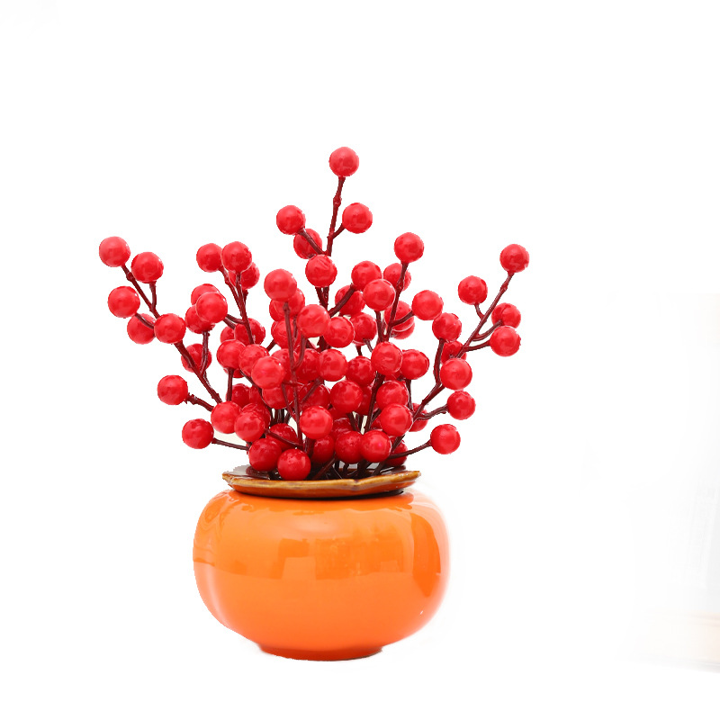 2024 decoración de Año Nuevo pequeño Fu cubo caqui Ruyi decoración de frutas rojas Año Nuevo Fortuna fruta dragón año primavera Festival decoración suministros