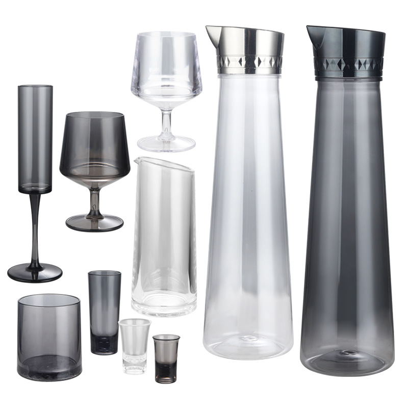 Juego de olla de braza de acrílico Bar Copa de champán de patas altas de plástico PC Copa de whisky Copa de vino tinto Copa de balas Copa salvaje