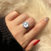 Tide, small design one size retro ring for beloved, on index finger