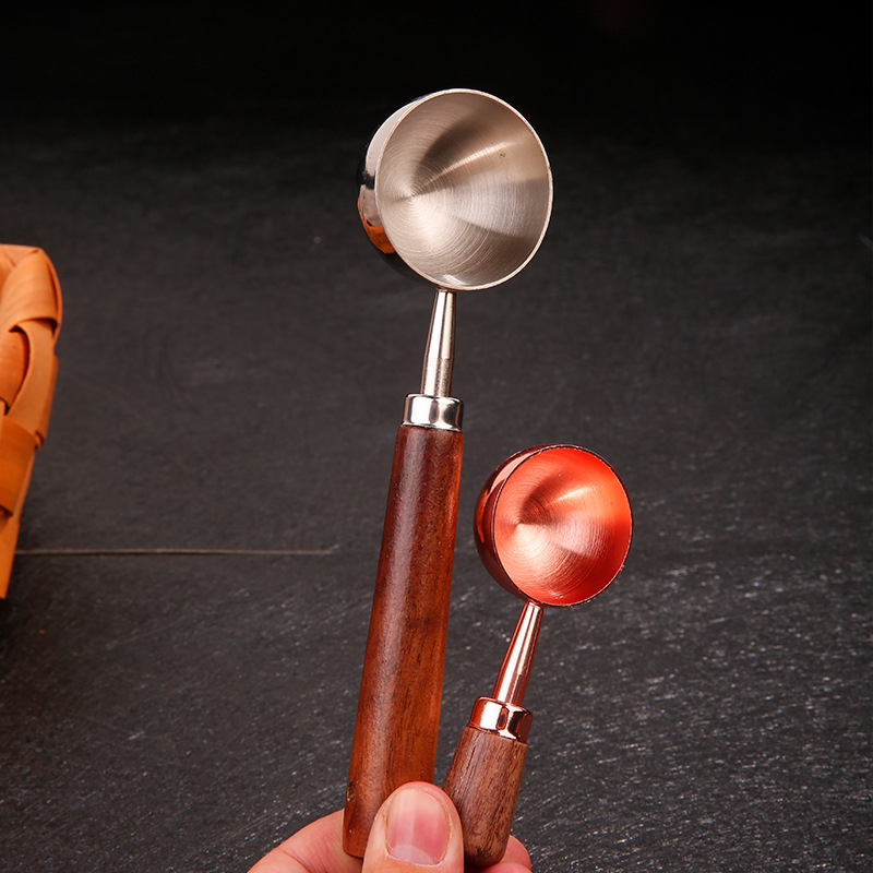 Mätsked i rostfritt stål med trähandtag för kaffe och te_voghion.com