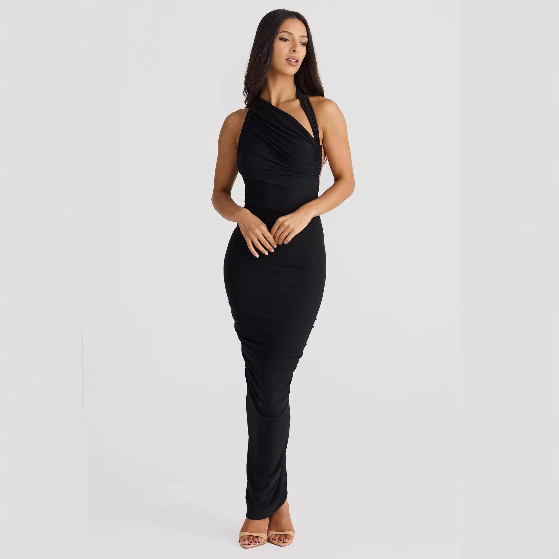 New Arrival Summer Women Dress Sexy Bodycon Halter Large Open Back Dress Female Fashion Party Date Dress_ecoleips.com