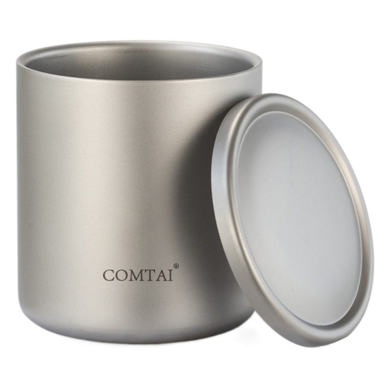 Taza de titanio Kangti doble capa de titanio puro al aire libre de titanio taza de agua aislamiento térmico al aire libre hogar viaje de titanio taza de café de titanio taza de té