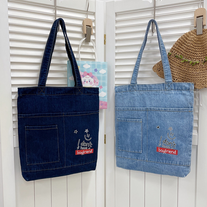 Spring New Denim Bag Wholesale Simple Versatile Shoulder Bag Female Japanese and Korean Student Fashion Handbag
