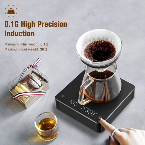 Smart Hand Espresso Coffee Scale Cross-Border Timing Kitchen Scale Black 5kg 0.1g Household Food Baking Scale
