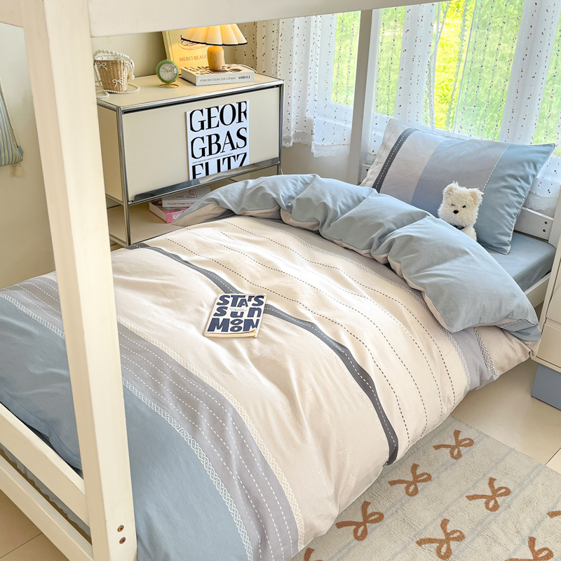Verano dormitorio de estudiantes cama de algodón de tres piezas de algodón 2025 sábana nueva colcha sábana pequeña ropa de cama fresca