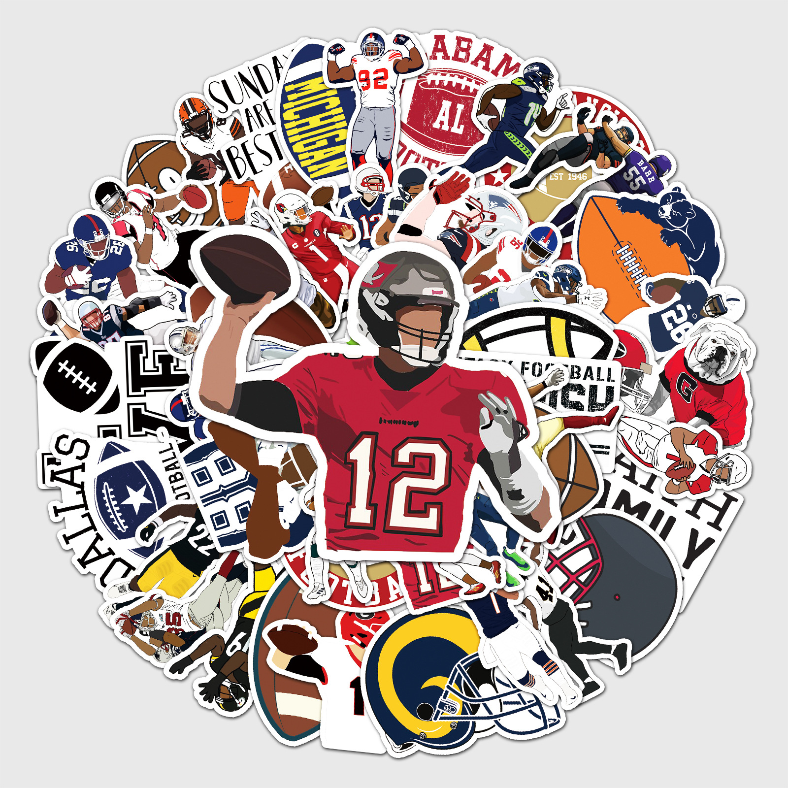 50 piezas de rugby graffiti personalizado transfronteriza deportes Goo tarjeta mano cuenta DIY monopatín equipaje pegatinas a prueba de agua