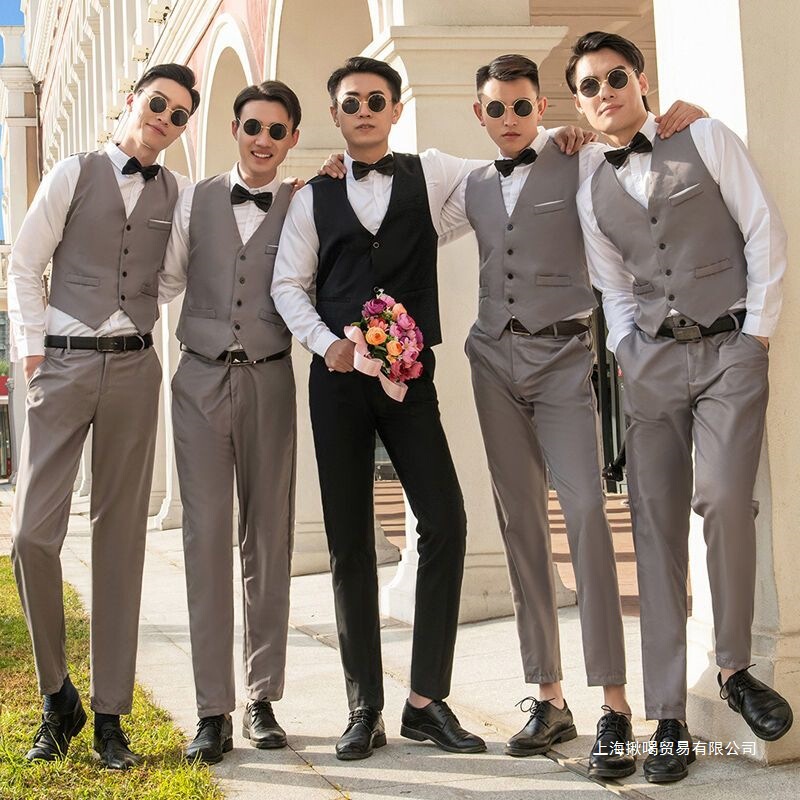 Groomsmen's Clothing, Summer Western-Style Men's Shirts, Groom's Wedding Dress, Vest, Three-Piece Suit