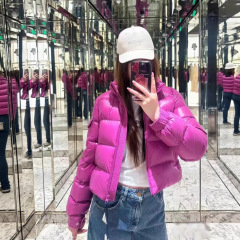 南油高端女装2025年秋冬Mon*新款90白鹅绒保暖立领蒙口羽绒服外套